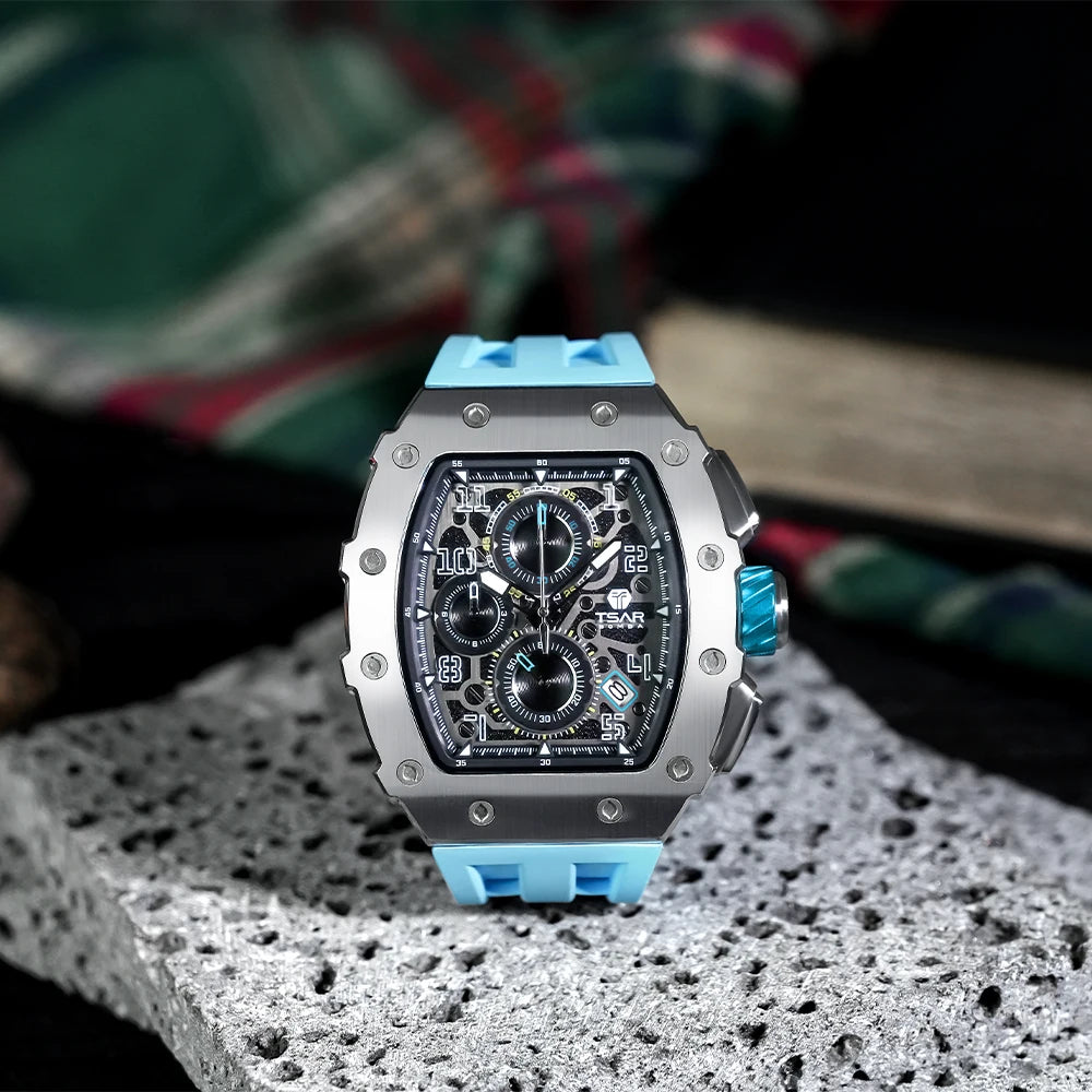 TSAR BOMBA Luxury Fashion Brand 316L Stainless Steel Quartz Watch Men's Fashion Watch Sapphire Crystal Mirror 50M Waterproof