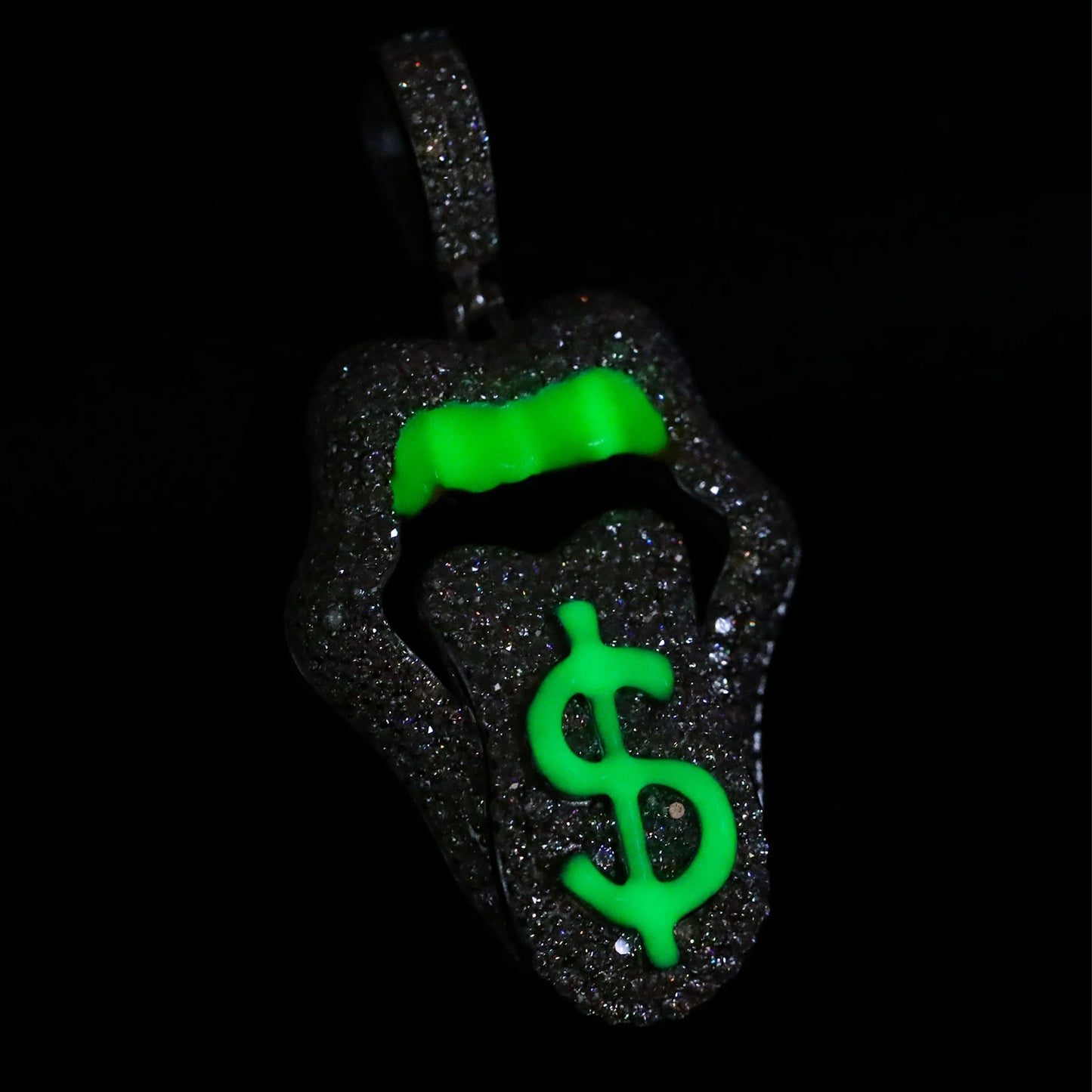 Hip Hop Iced Out Moissanite Sexy Mouth Lip Dripping Money Dollar Pendant NecklaceS 925 Silver Glowing In Dark Men Women Jewelry