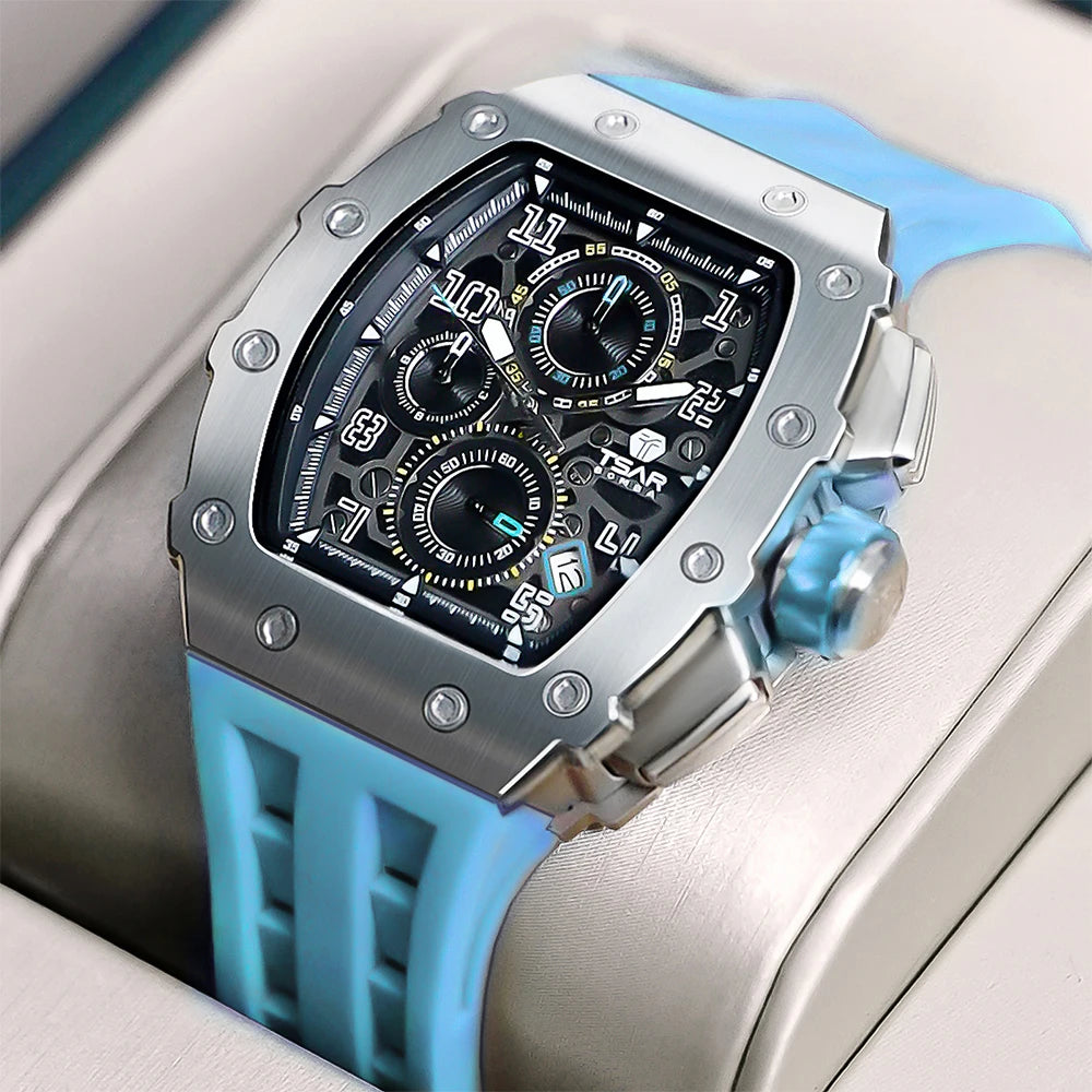 TSAR BOMBA Luxury Fashion Brand 316L Stainless Steel Quartz Watch Men's Fashion Watch Sapphire Crystal Mirror 50M Waterproof