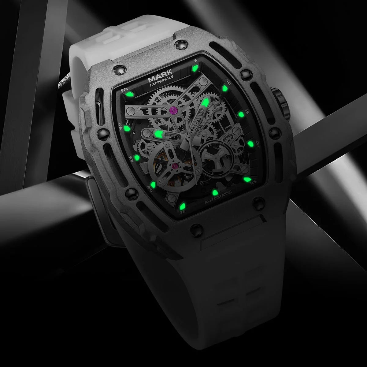 Luxury Fashion Men Original Automatic Watch Man Brand Mark Fairwhale Sports Tonneau Skeleton Mechanical Wrist Watches Reloj 2023